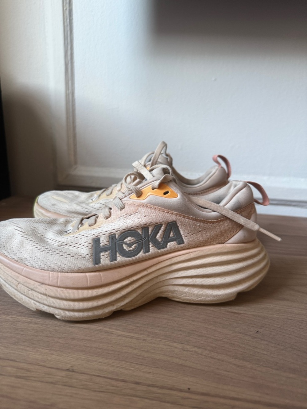HOKA Women's Neutral Peach Running Shoes bondi 8